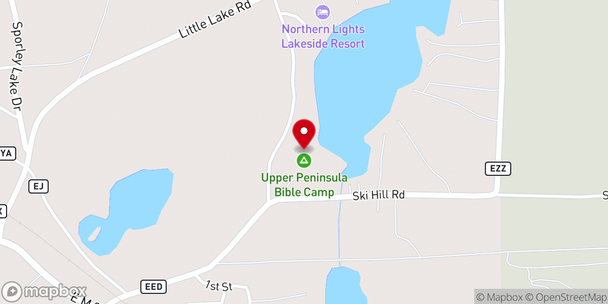 Map showing location of Upper Peninsula Bible Camp - Main Campus