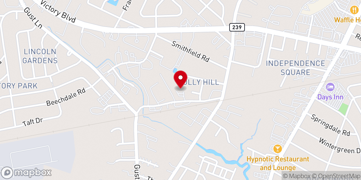 Map showing location of Miracle of Faith Baptist Church