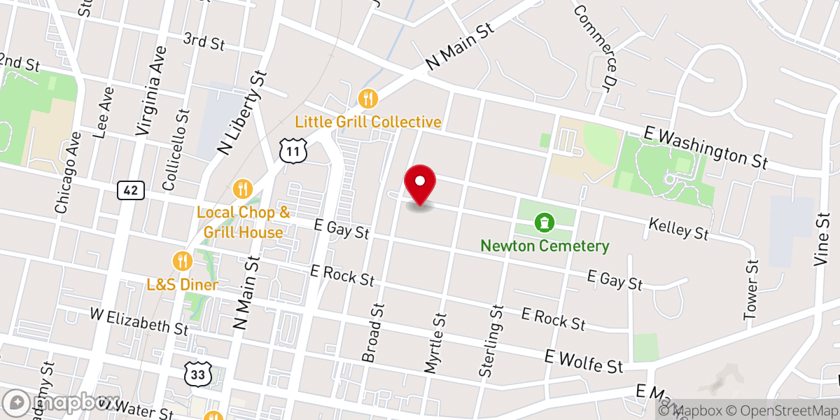 Map showing location of Church of God in Christ