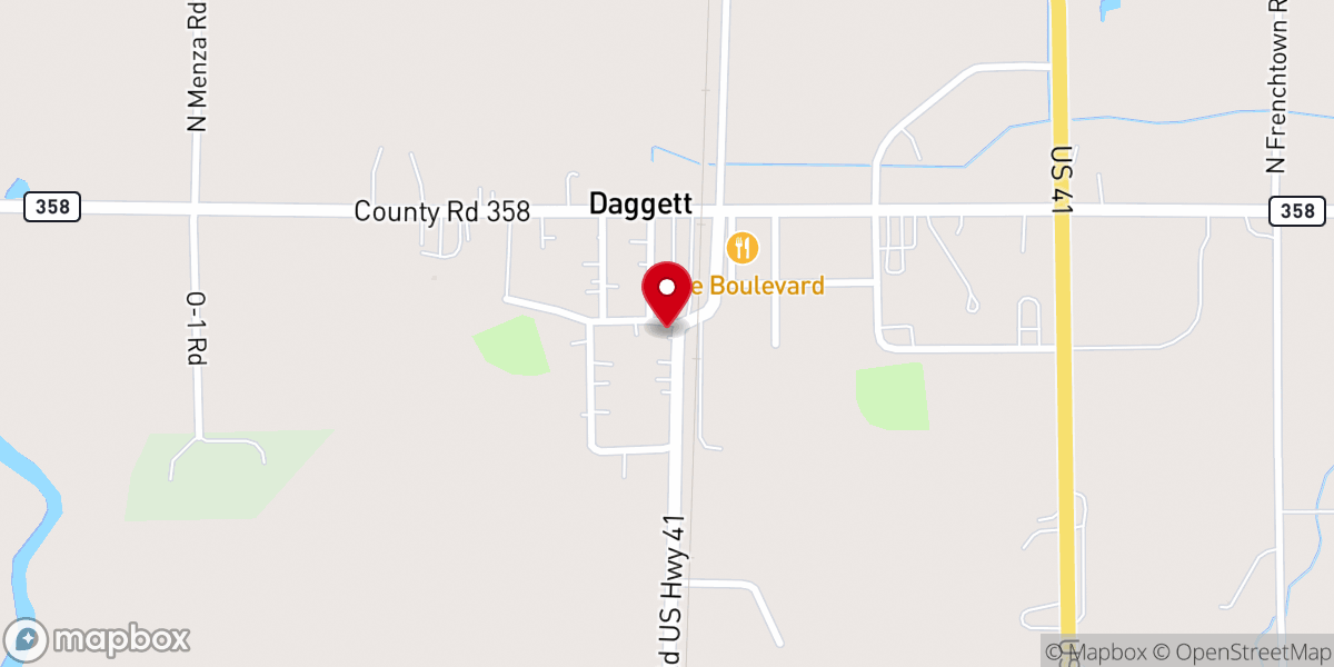 Map showing location of Daggett Moravian Church