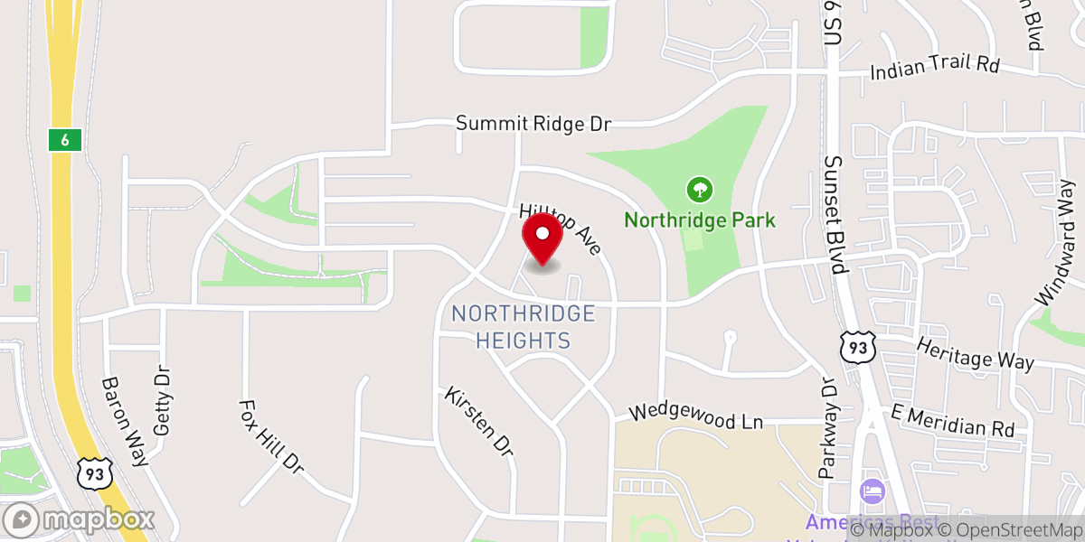 Map showing location of Northridge Lutheran Church