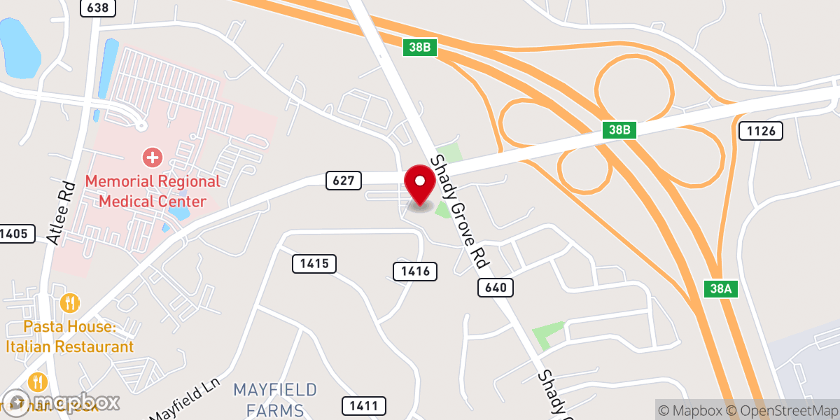 Map showing location of Shady Grove United Methodist Church