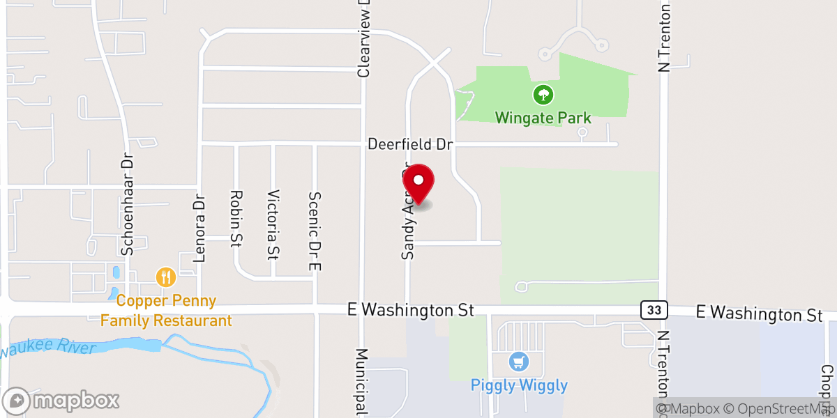 Map showing location of West Bend Church of the Nazarene