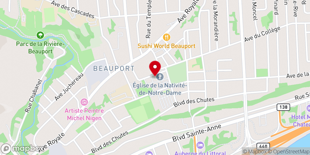 Map showing location of The Nativity of Our Lady of Beauport Catholic Church