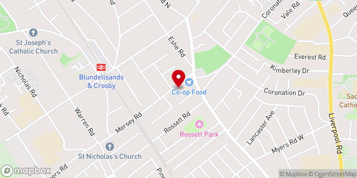 Map showing location of Blundellsands Methodist Church
