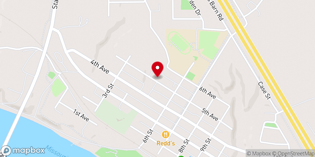 Map showing location of Washburn Baptist Church