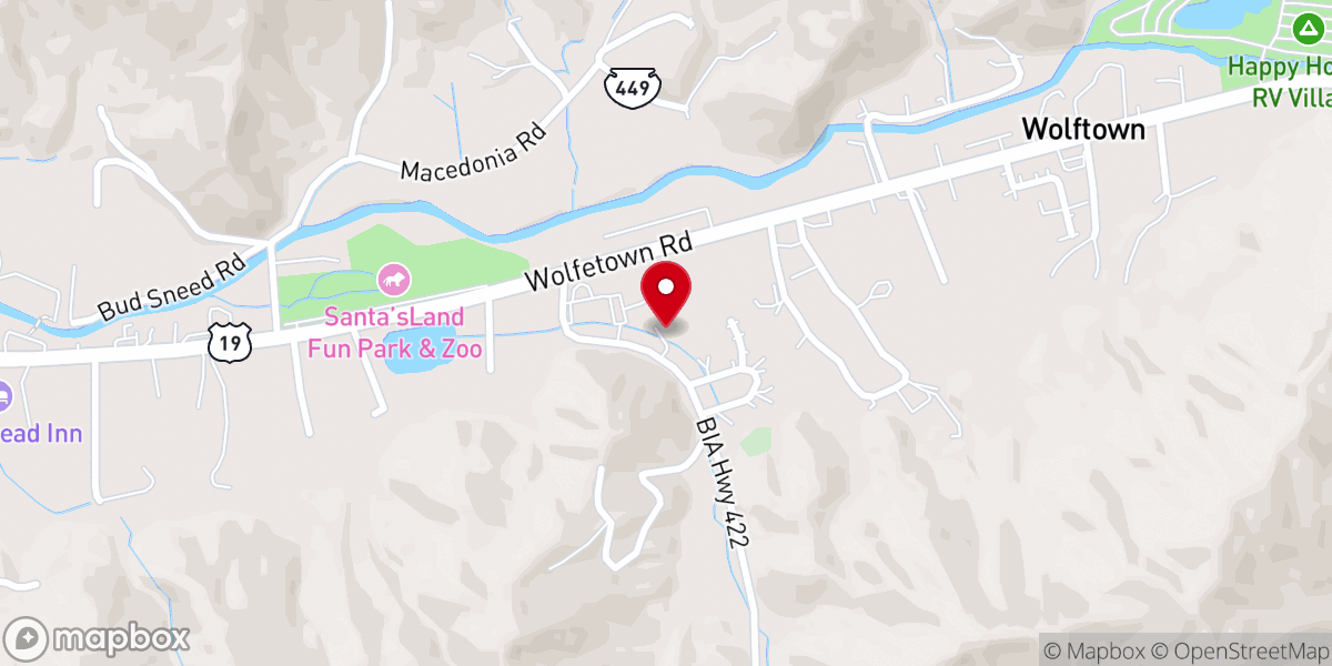 Map showing location of Cherokee Pentecostal Holiness Church