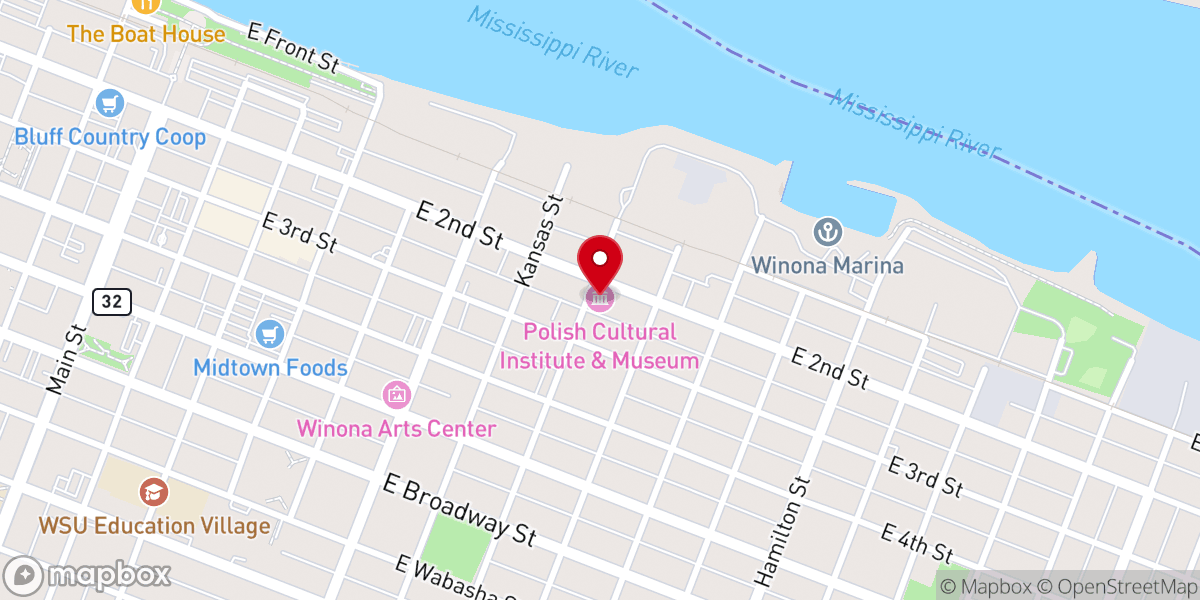 Map showing location of Polish Cultural Center & Museum
