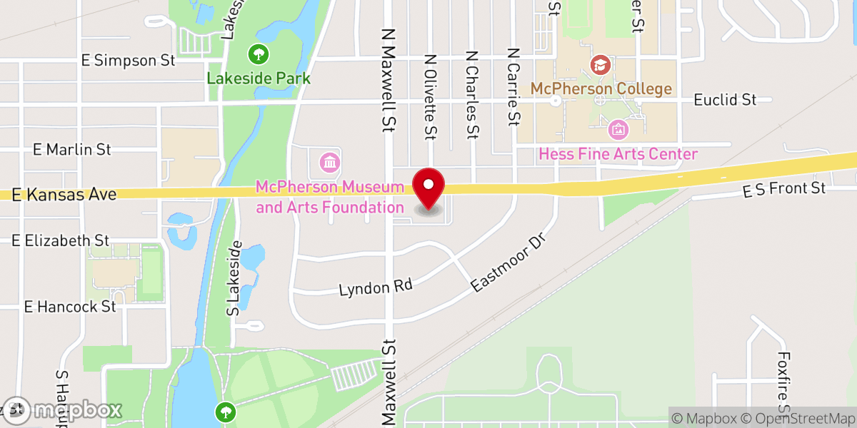 Map showing location of McPherson First United Methodist Church