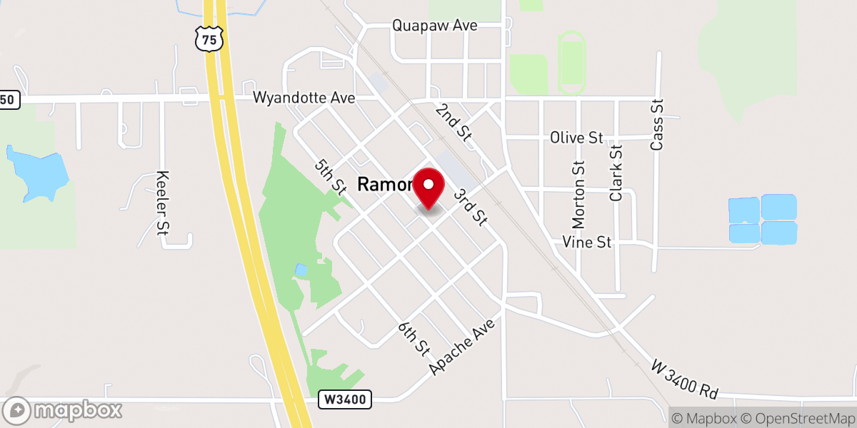 Map showing location of Ramona First Baptist