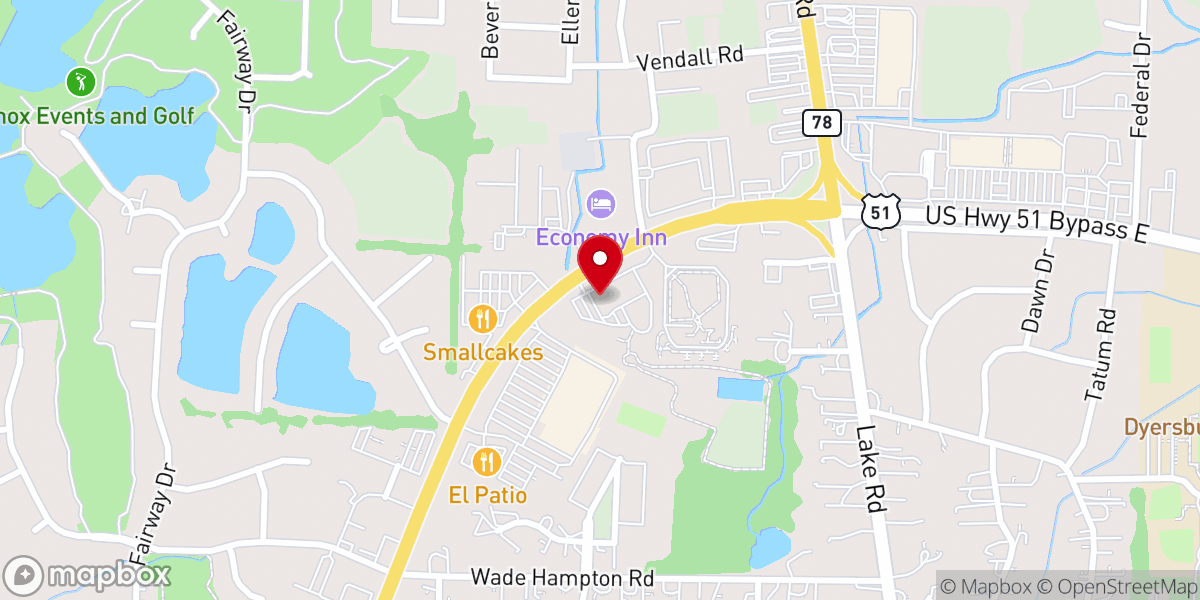 Map showing location of First Presbyterian Church Dyersburg