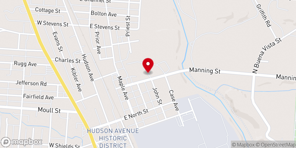 Map showing location of Trinity a M E Church of Newark Ohio