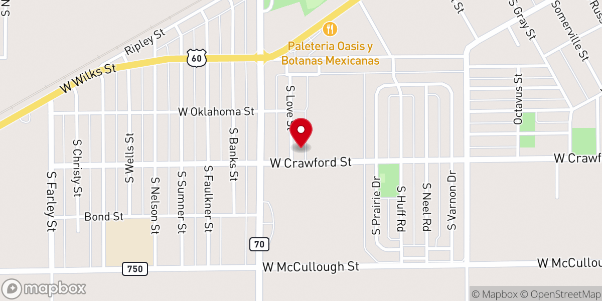 Map showing location of Calvary Assembly of God Church
