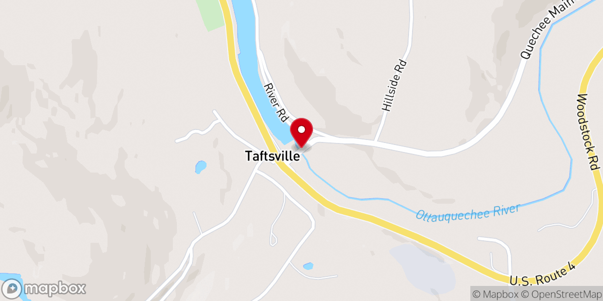 Map showing location of Historic Taftsville Covered Bridge