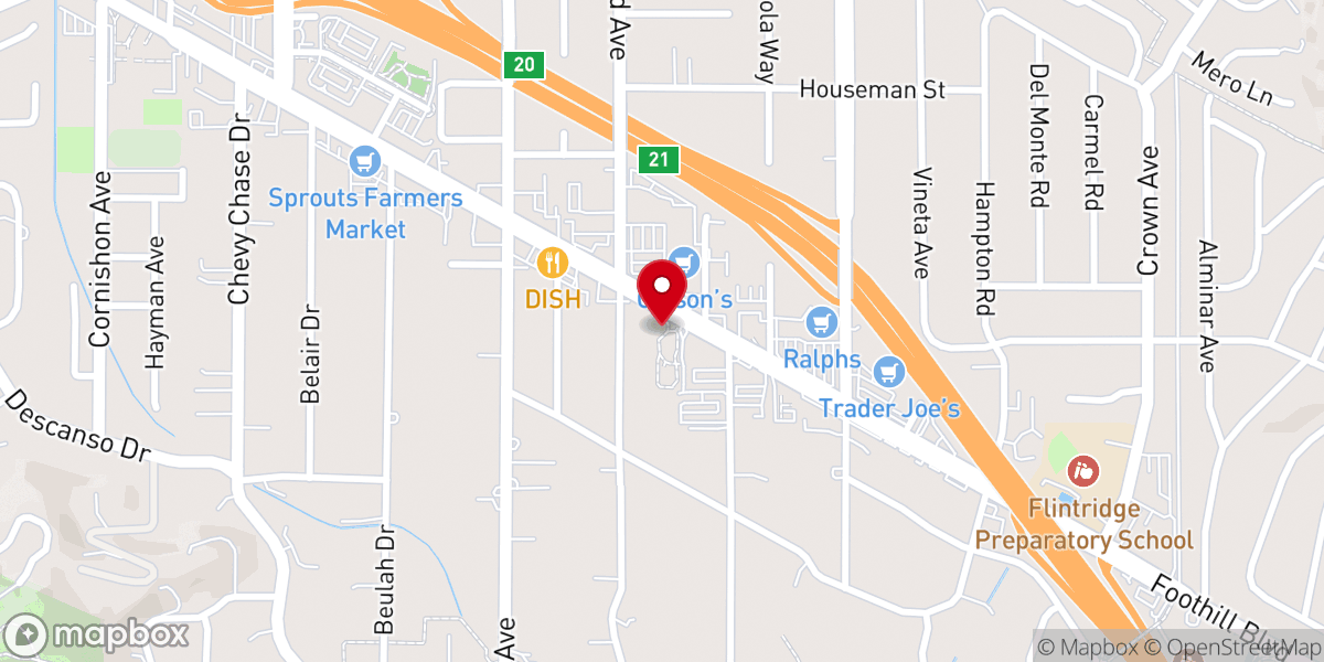 Map showing location of La Cañada Presbyterian Church