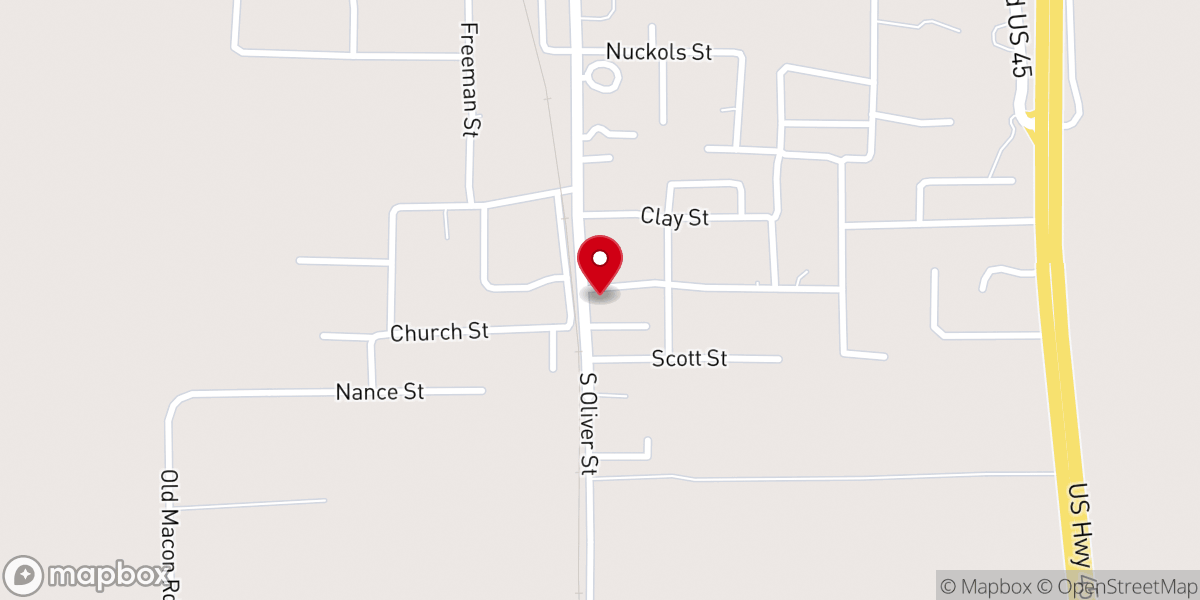 Map showing location of Second Baptist Church