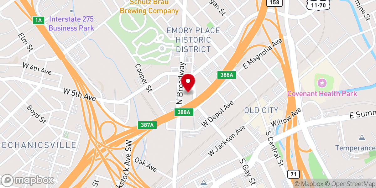 Map showing location of Knox Area Rescue Ministries