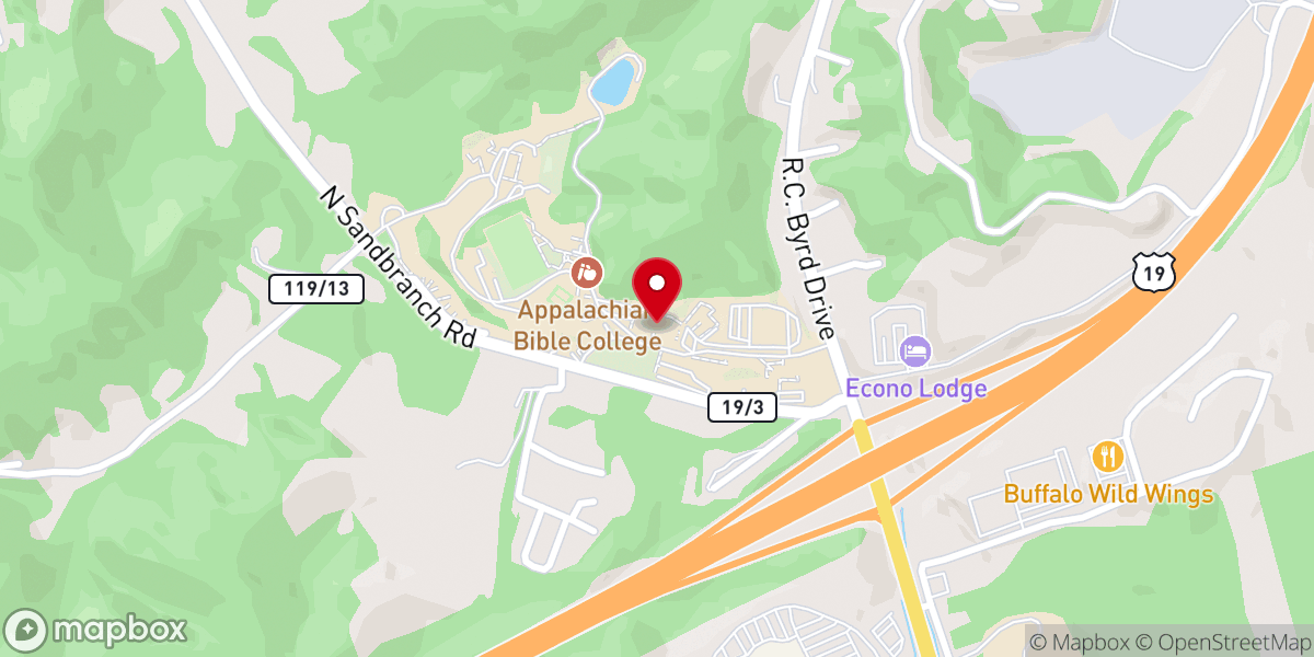 Map showing location of Appalachian Bible College