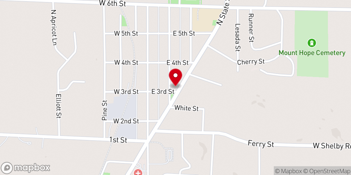 Map showing location of Shelby United Methodist Church