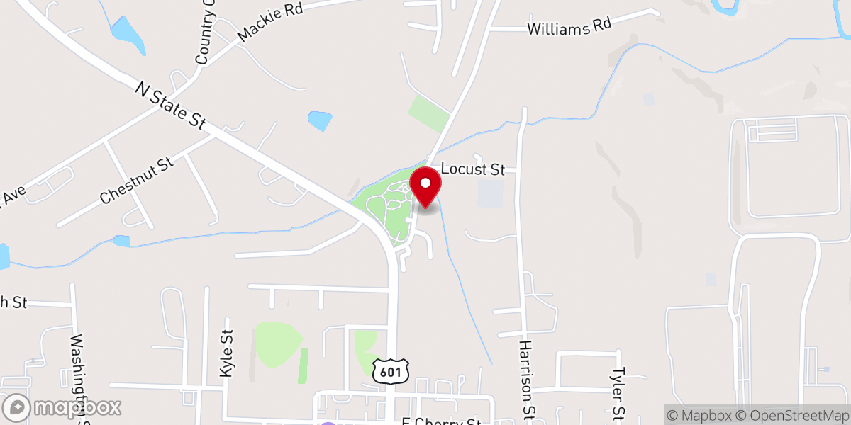 Map showing location of Pleasant Grove Baptist Church