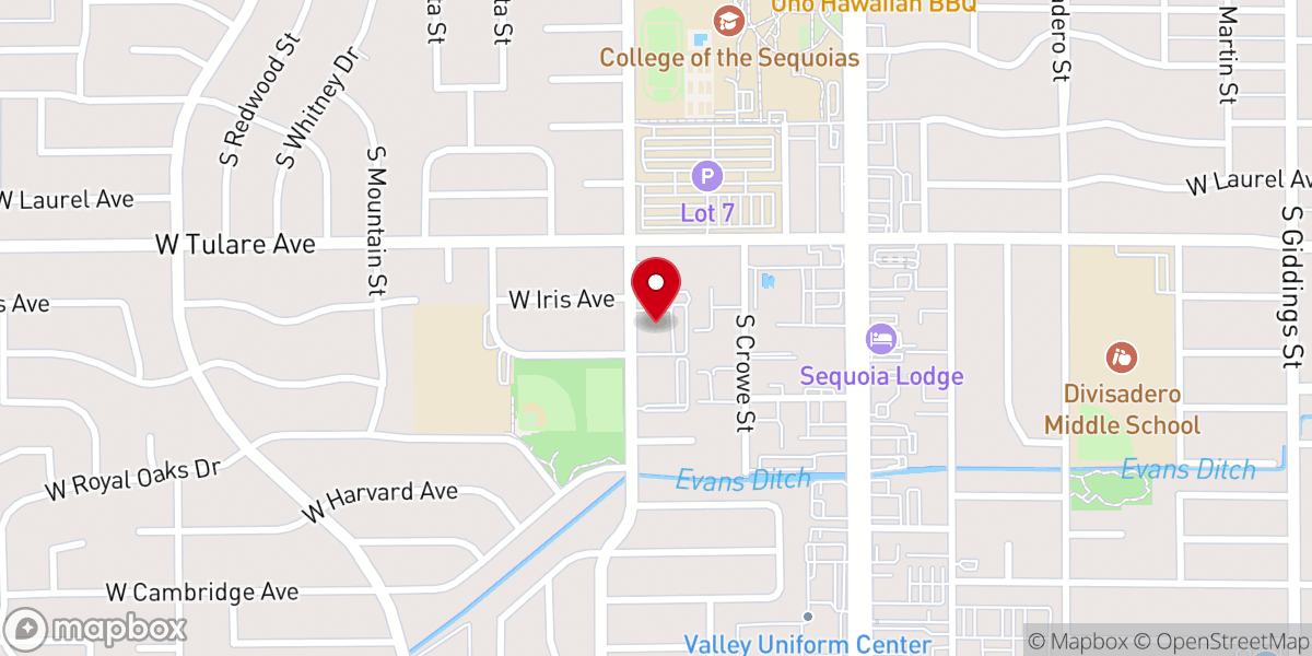 Map showing location of Visalia Seventh-day Adventist Church