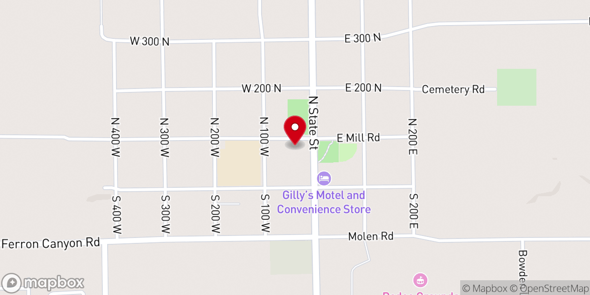 Map showing location of First Baptist Church of Emery County