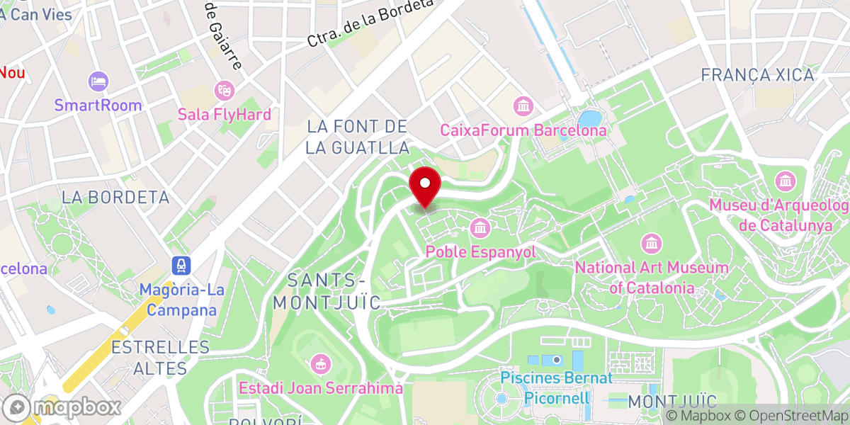 Map showing location of Poble Espanyol de Barcelona