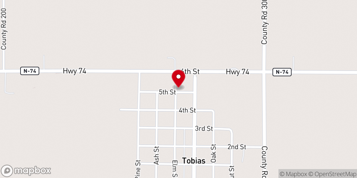 Map showing location of Saint Joseph Catholic Church, Tobias