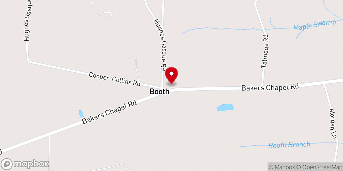 Map showing location of Bakers Chapel Baptist Church