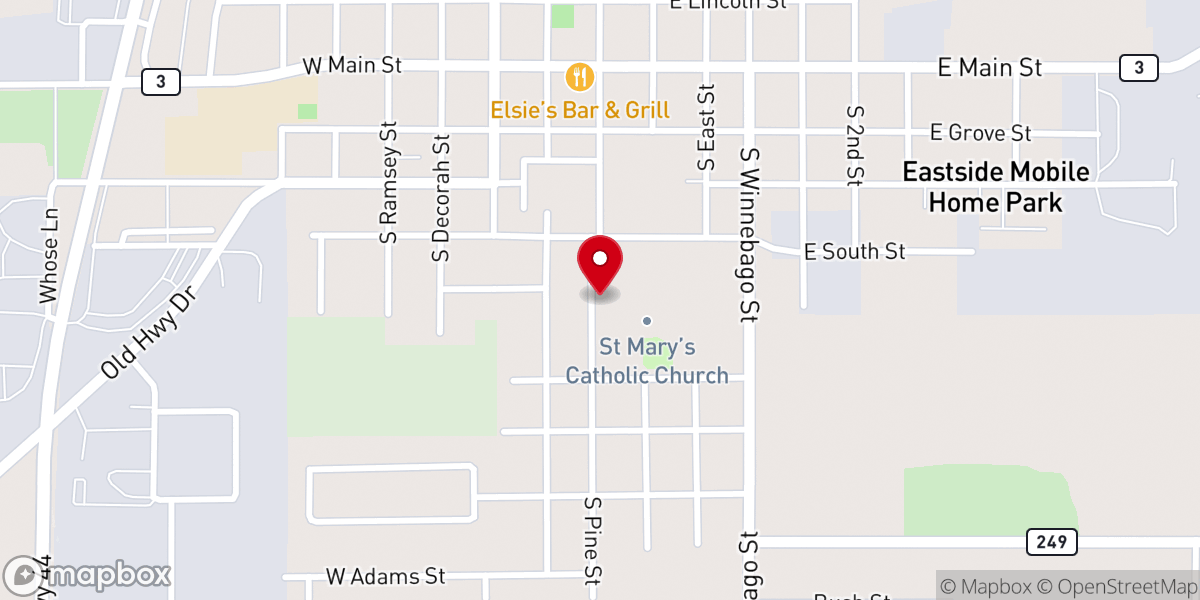 Map showing location of Church of St. Mary