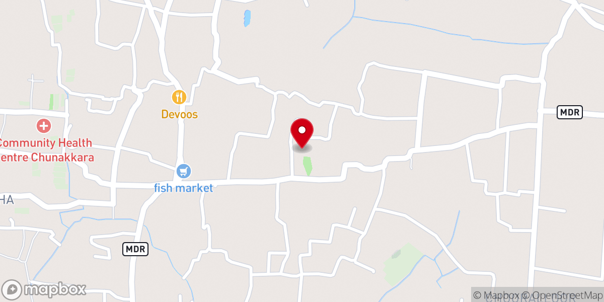 Map showing location of Carmel Assembly of God Church, Kurathikad