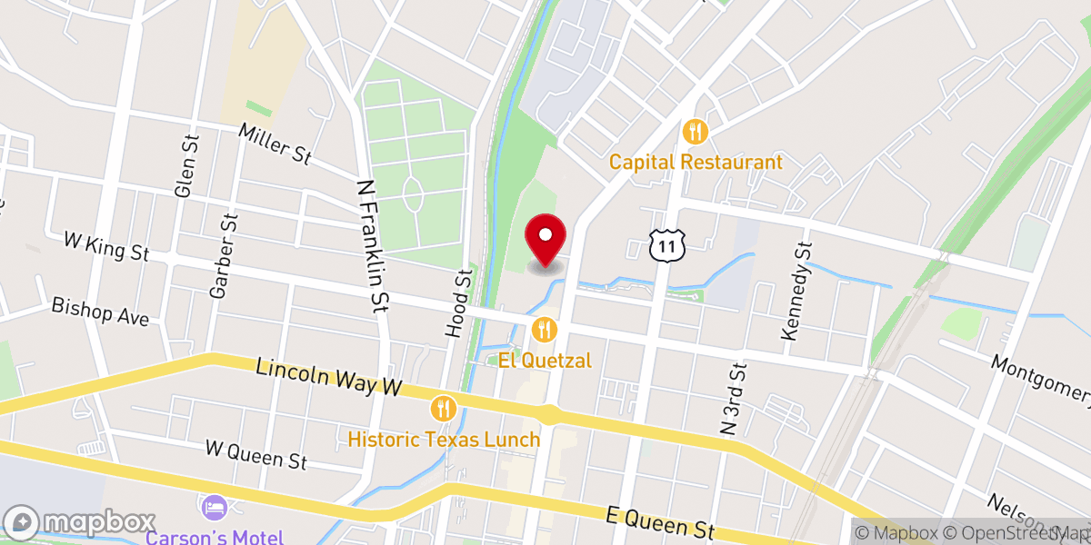 Map showing location of Falling Spring Presbyterian