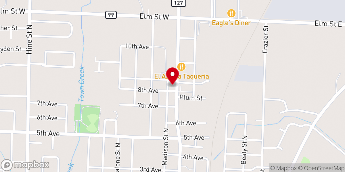 Map showing location of Northside Church of Christ