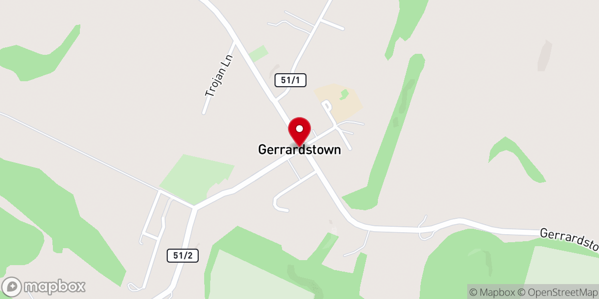 Map showing location of Gerrardstown