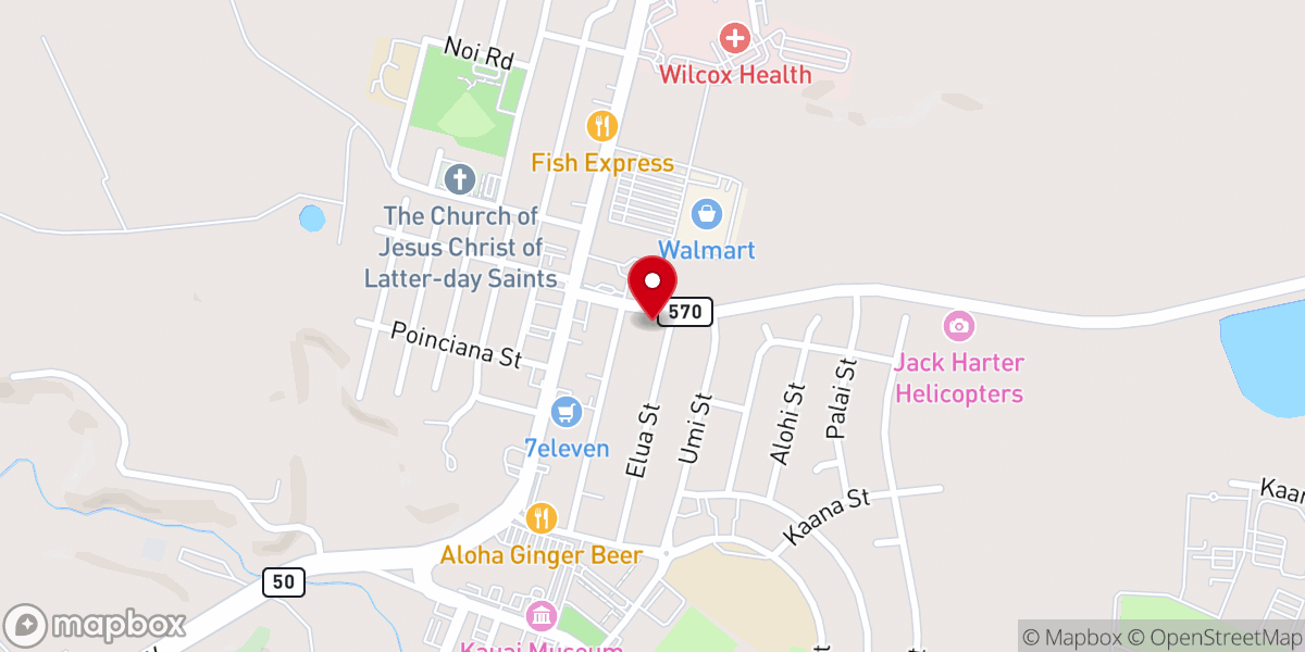 Map showing location of Lihue Baptist Church