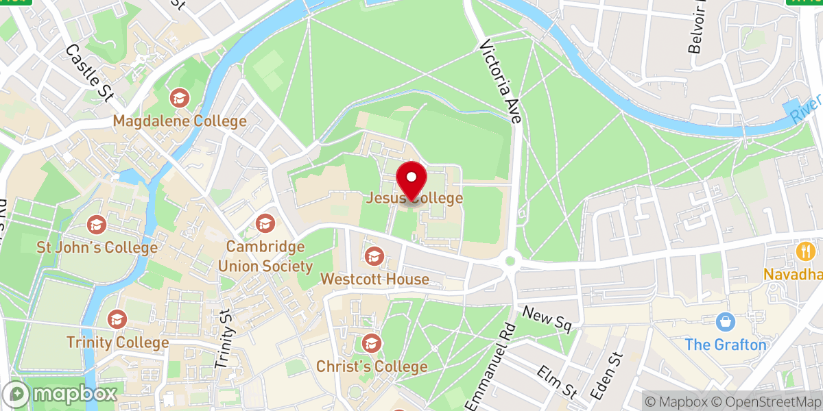 Map showing location of Jesus College Chapel