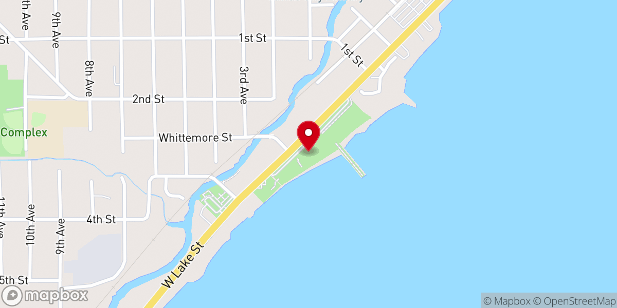 Map showing location of Tawas City Shoreline Park