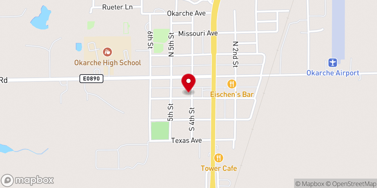 Map showing location of Saint John's Lutheran Church