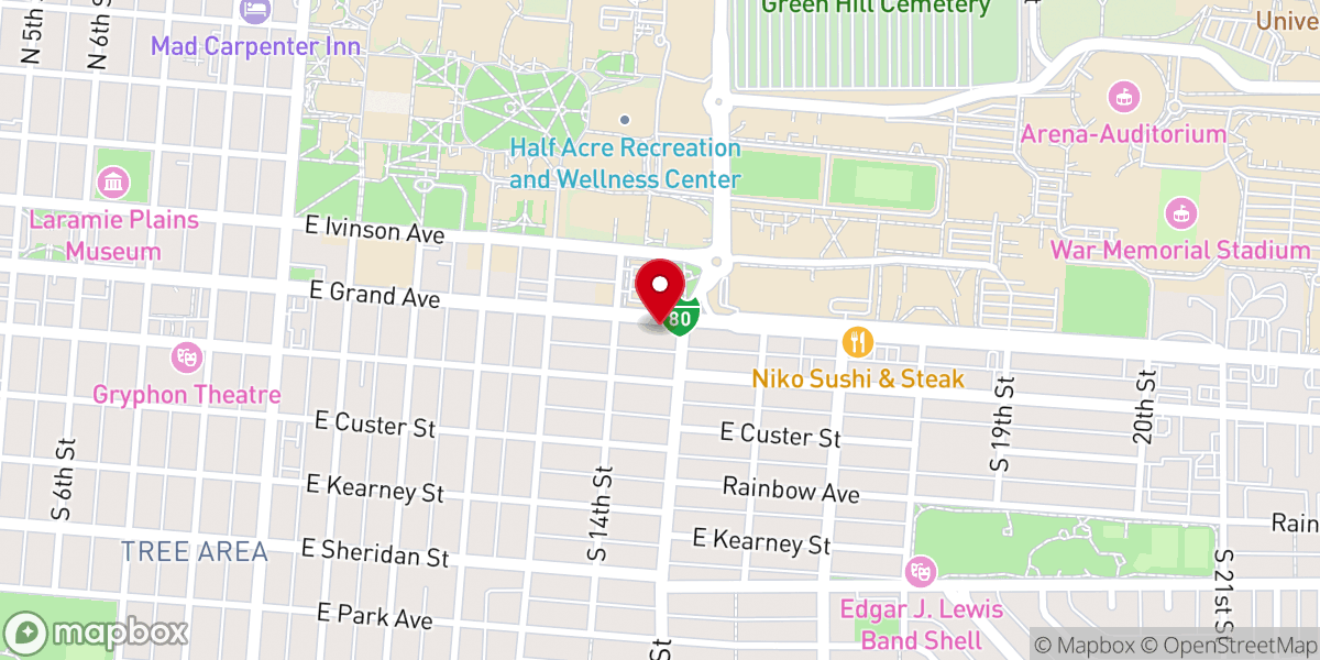 Map showing location of University of Wyoming Chi Alpha