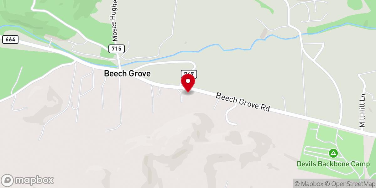 Map showing location of Beech Grove Christian Church