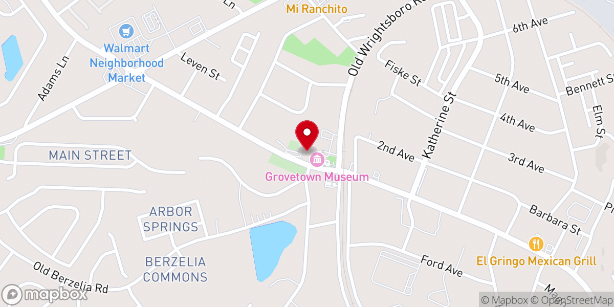 Map showing location of Grove First Baptist Church
