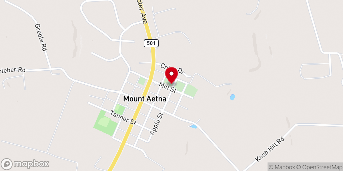 Map showing location of St.John's Church of Mt. Aetna