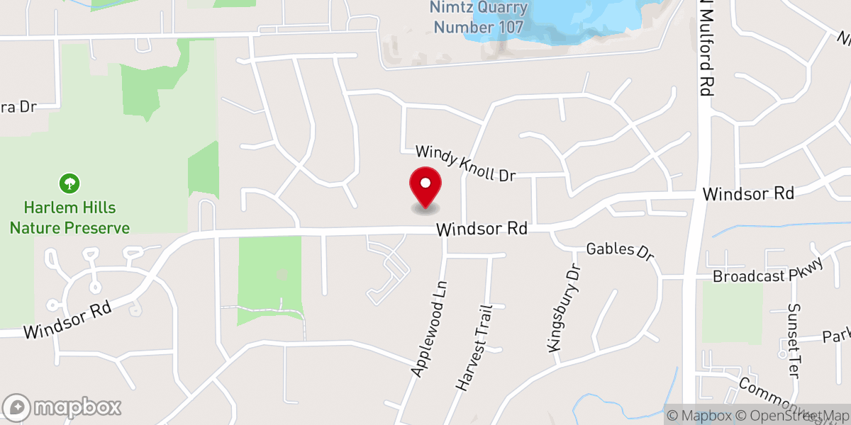 Map showing location of Pebble Creek Pentecostal Church