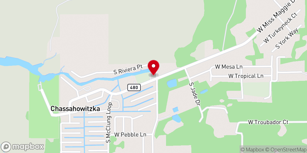 Map showing location of First Baptist Church Chassahowitzka