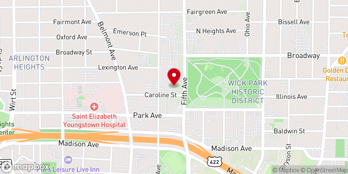 Map showing location of St. Paul's Evangelical Lutheran Church
