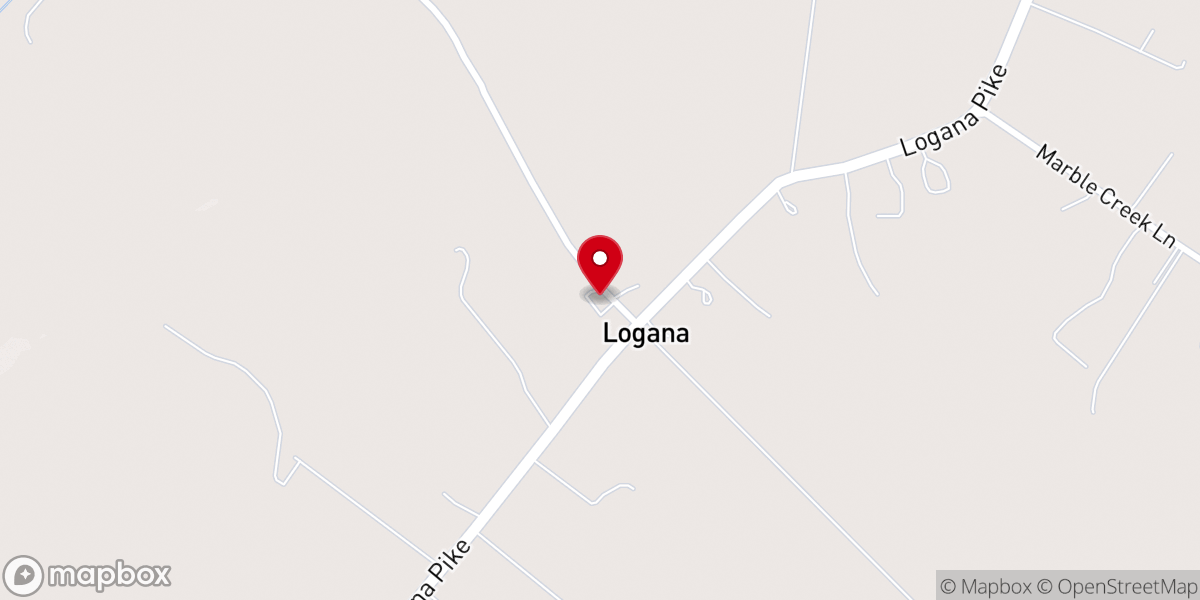 Map showing location of Logana Baptist Church