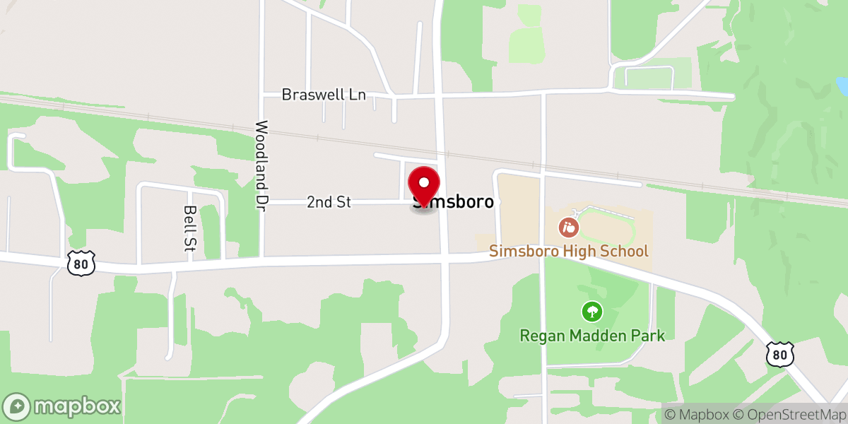 Map showing location of Lincoln Parish Fire Station #11 SIMSBORO