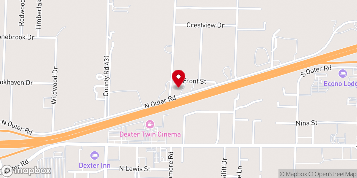 Map showing location of Dexter Evangelical Free Church