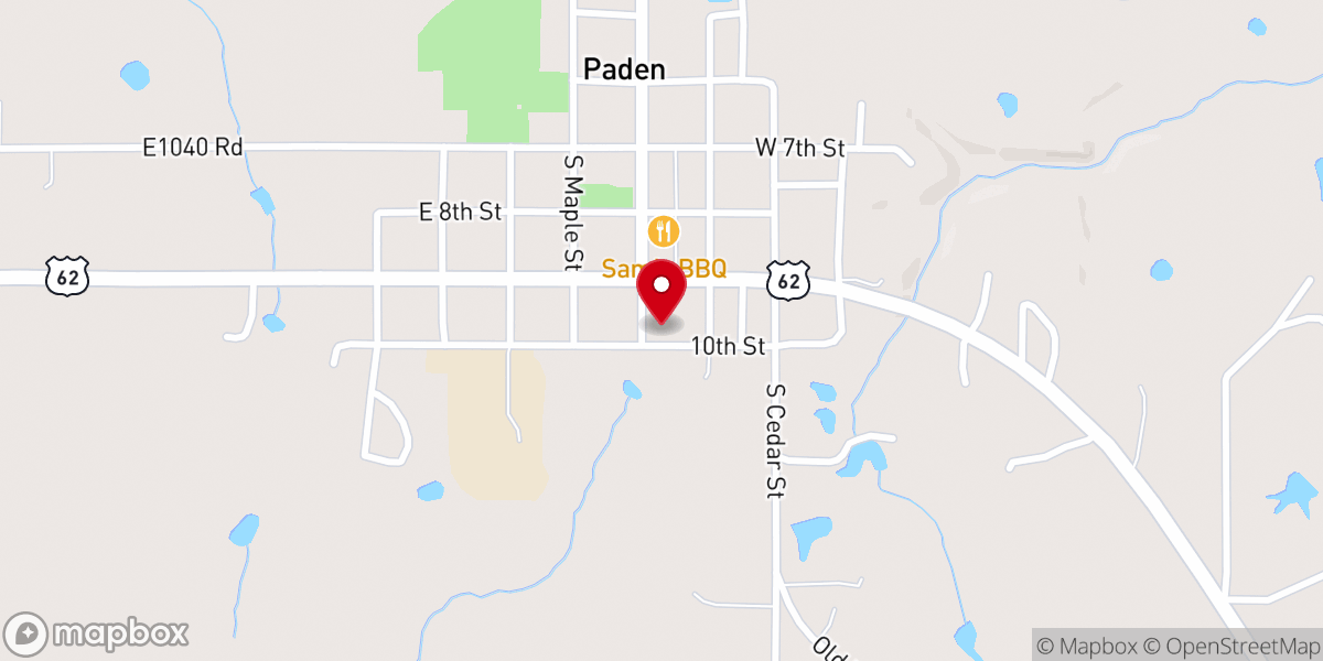 Map showing location of Paden Church of Christ