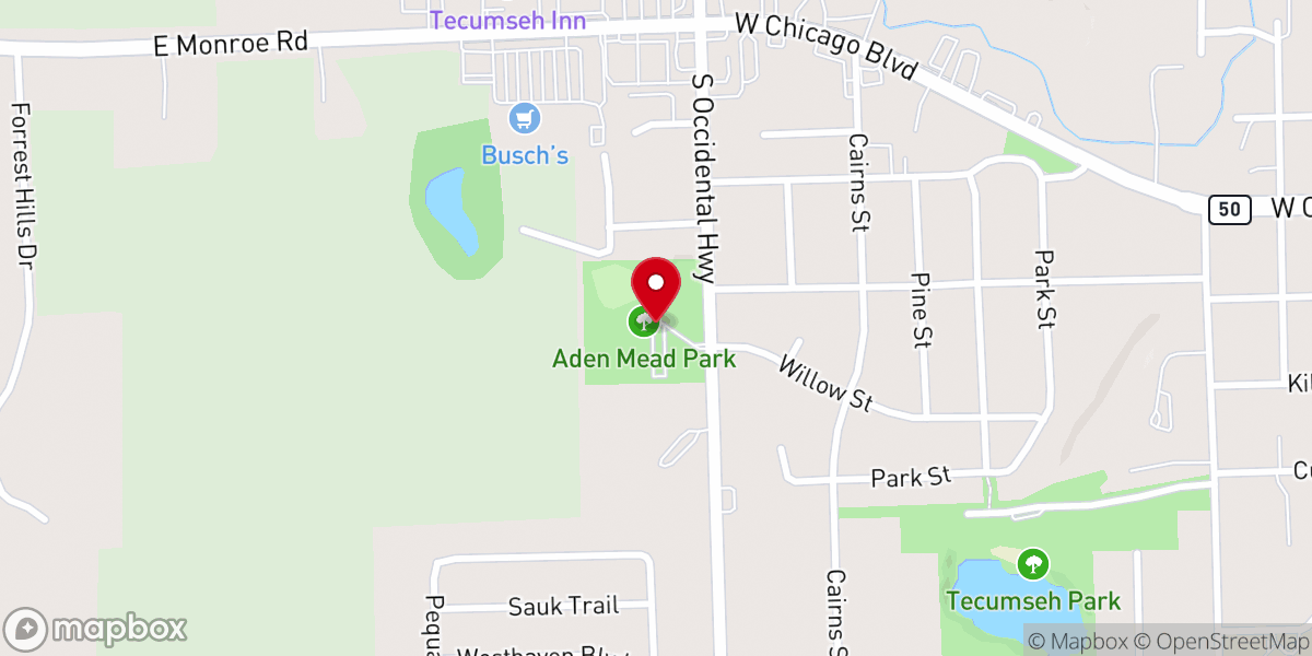 Map showing location of Aden Mead Park